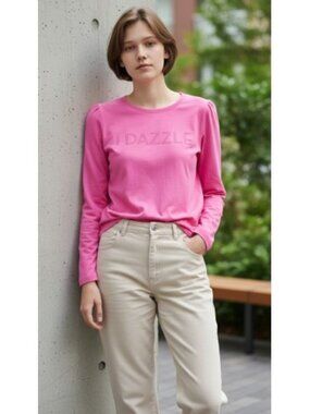 FADED GLORY Pink I DAZZLE Organic Cotton Long Sleeved Top Girls 10-12